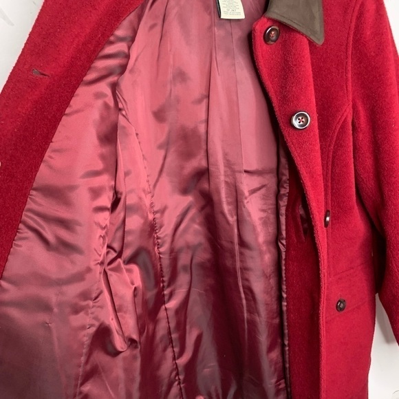 Ll Bean Womens Wool Blend Barn Coat size Small Petite Red Warm Lined - Picture 3 of 4